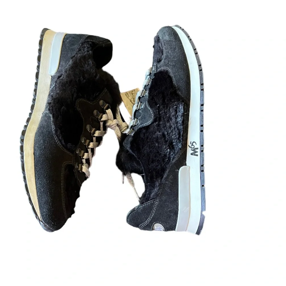 Montelliana 1965 Suede Shearling Lined Black Sneaker Women’s Size 12